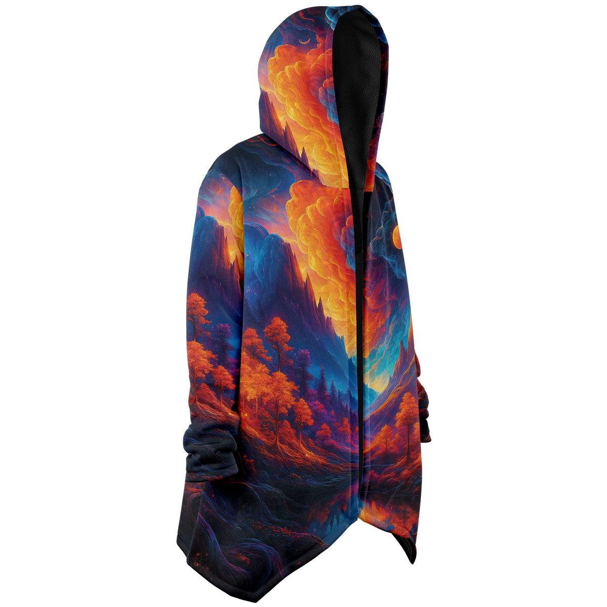 Wonderland Valley Cloak (Black Fur) - Festival Clothing, Rave Outfits, EDM Gear