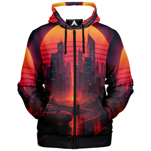 Neon Sunrise Sherpa Hoodie