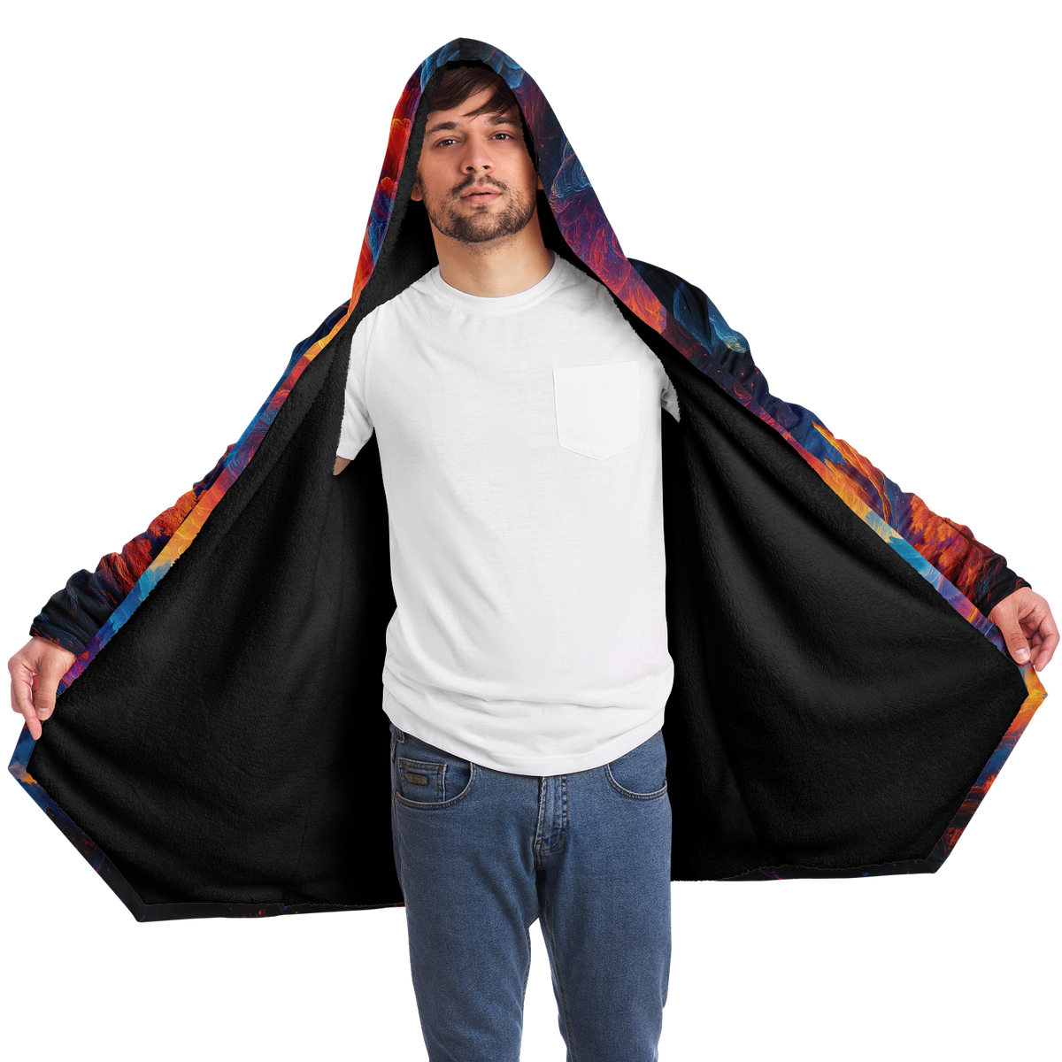 Wonderland Valley Cloak (Black Fur) - Festival Clothing, Rave Outfits, EDM Gear