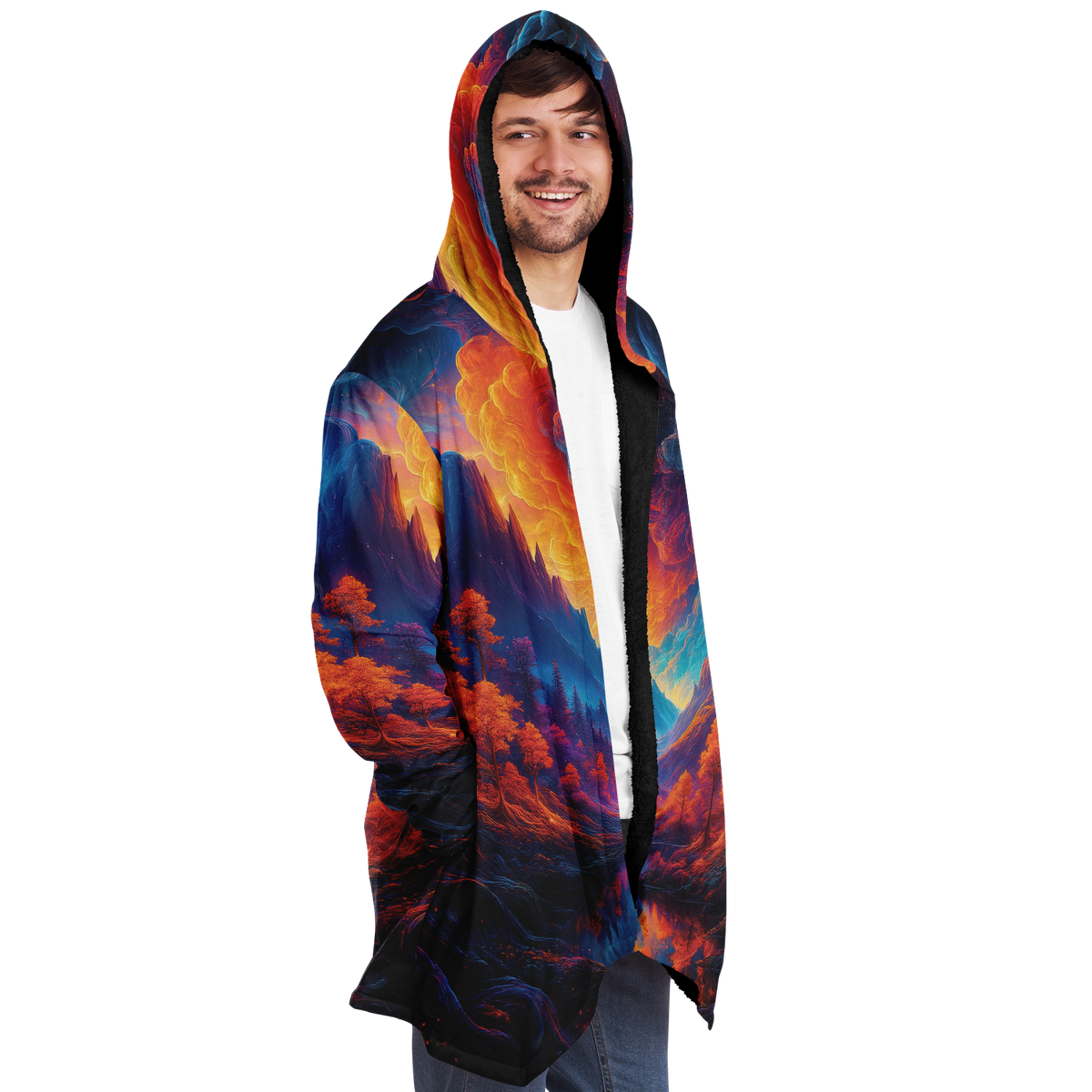 Wonderland Valley Cloak (Black Fur) - Festival Clothing, Rave Outfits, EDM Gear