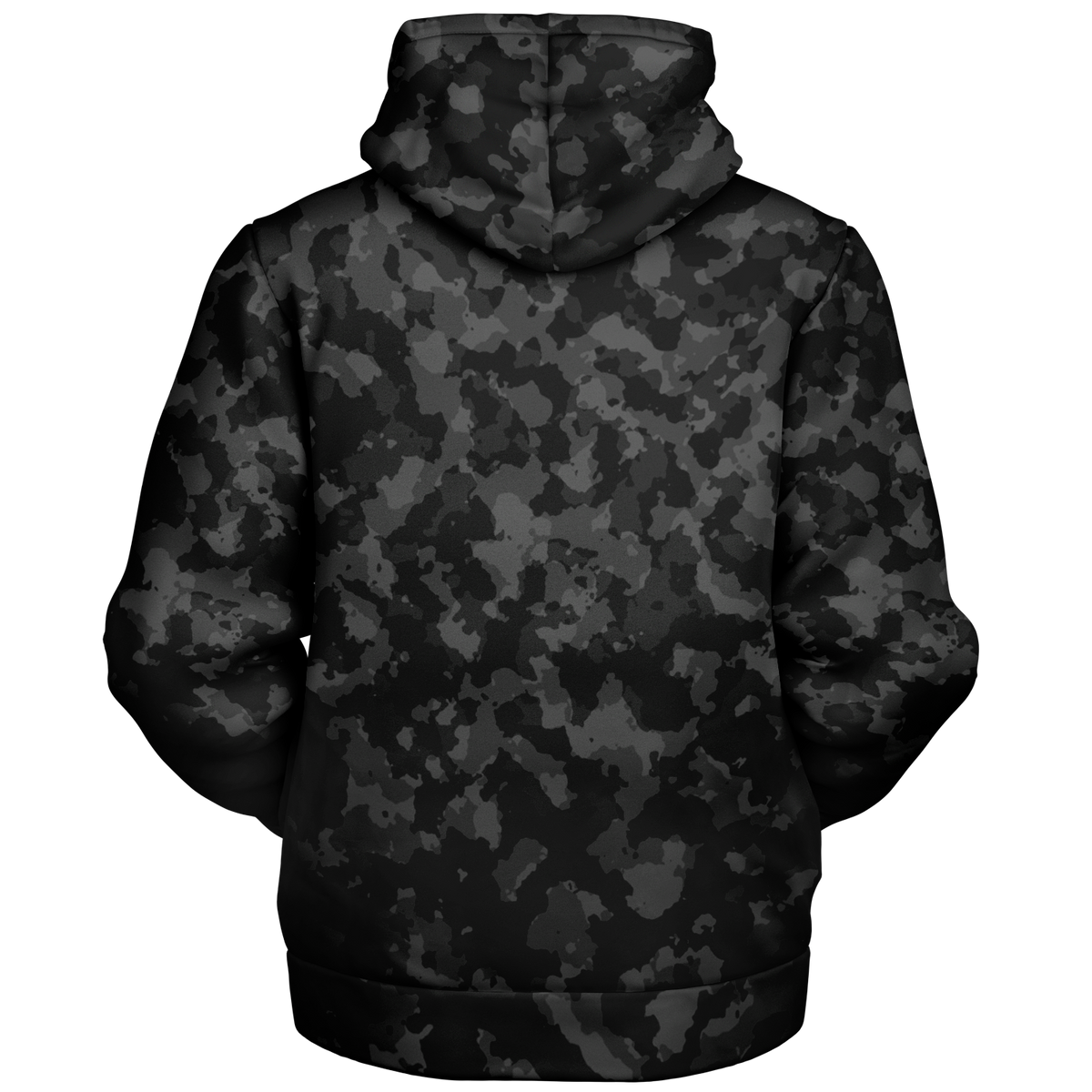 Midnight Camo Sherpa Hoodie (Black Fur) - Festival Clothing, Rave Outfits, EDM Gear