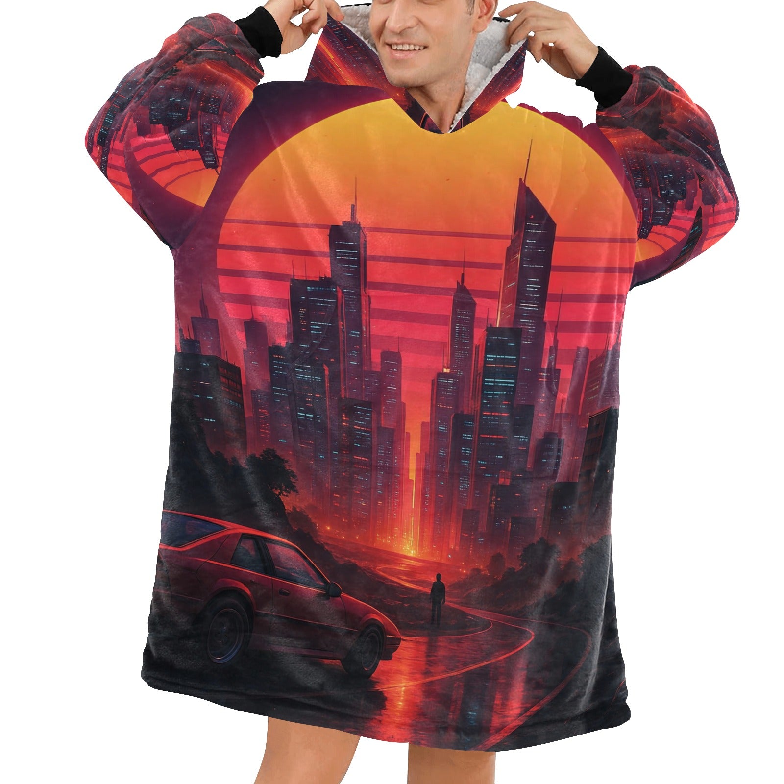 Neon Sunrise Blanket Hoodie