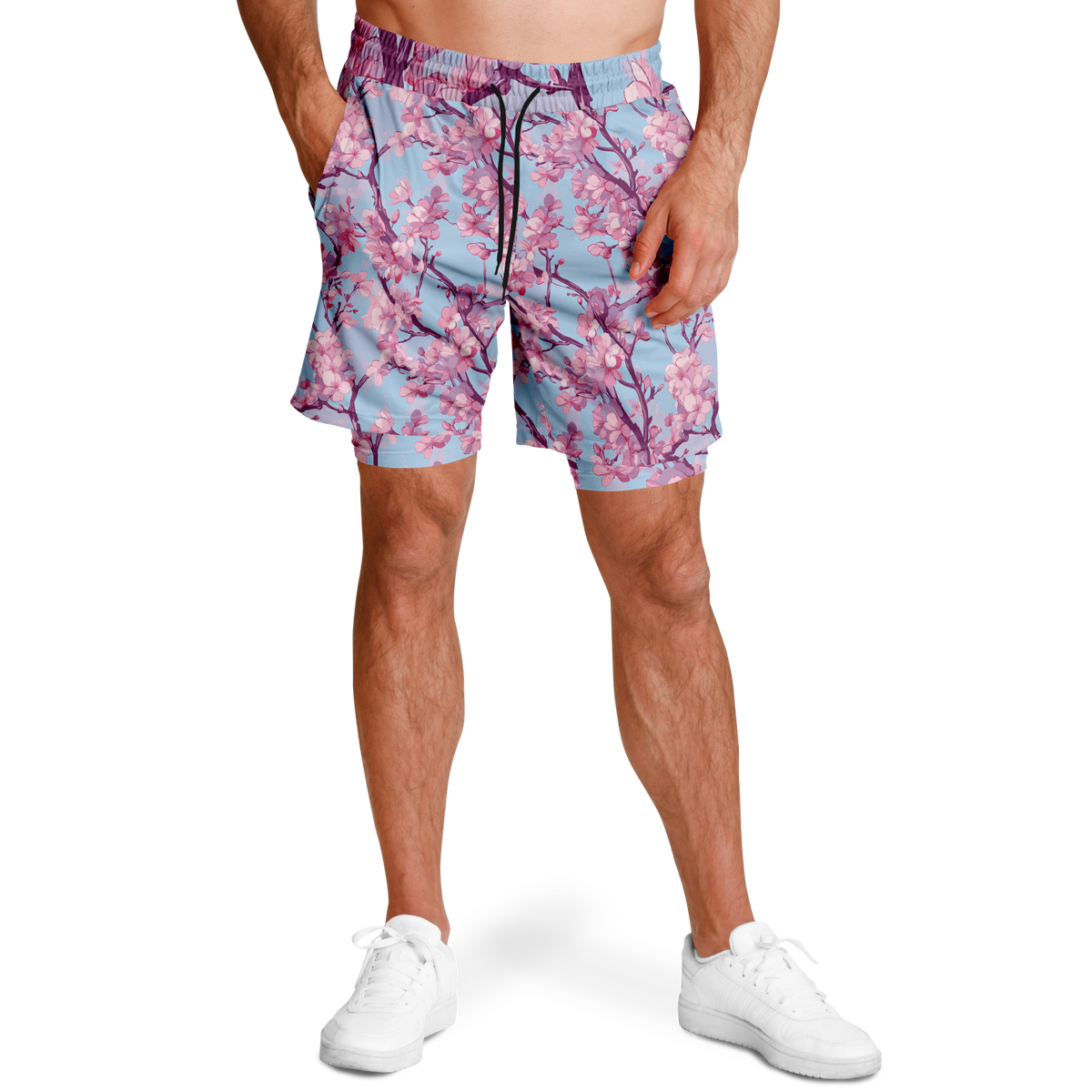 Cherry Blossom Men's 2 in 1 Shorts