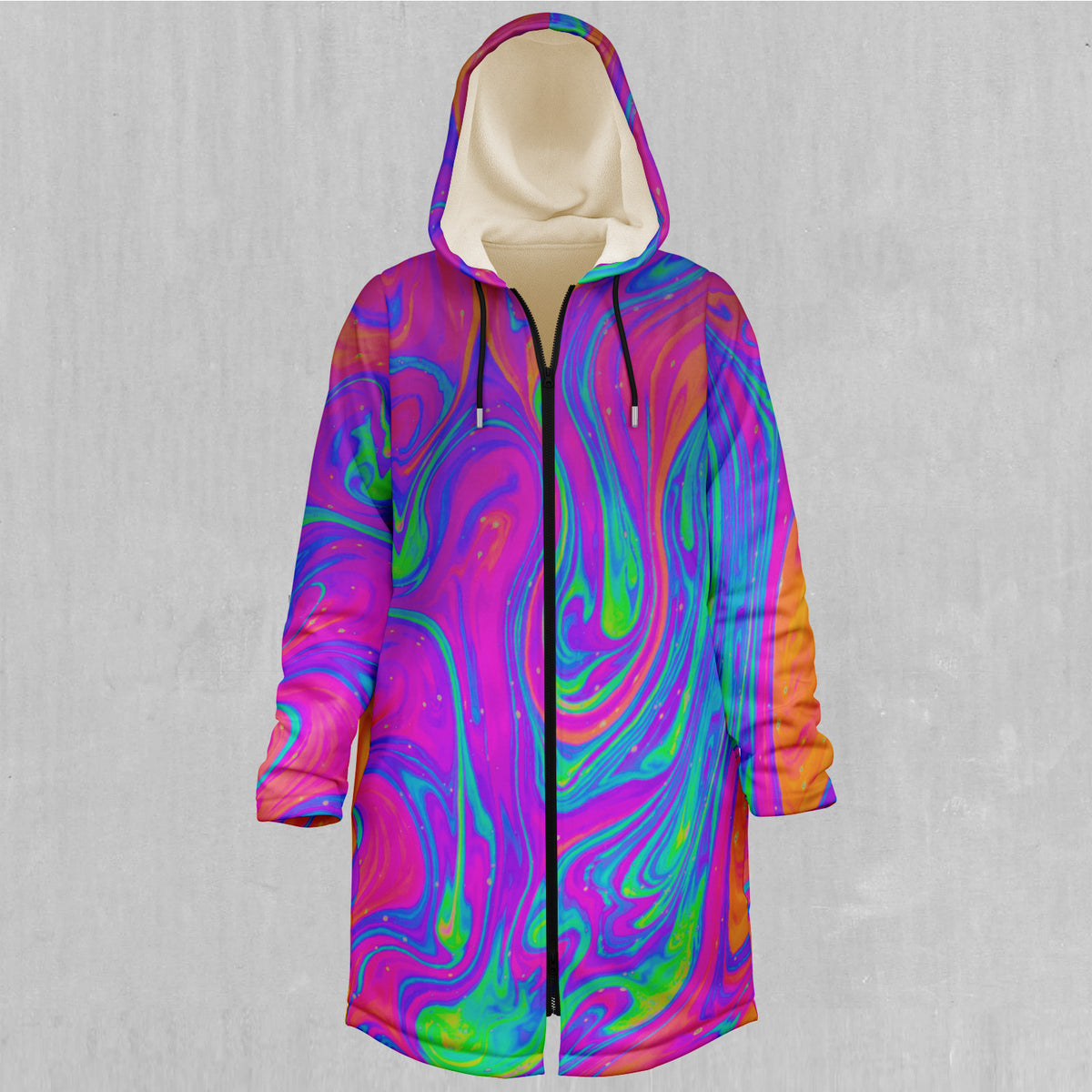 Acidic Drip Zip Up Cloak (White Fur)