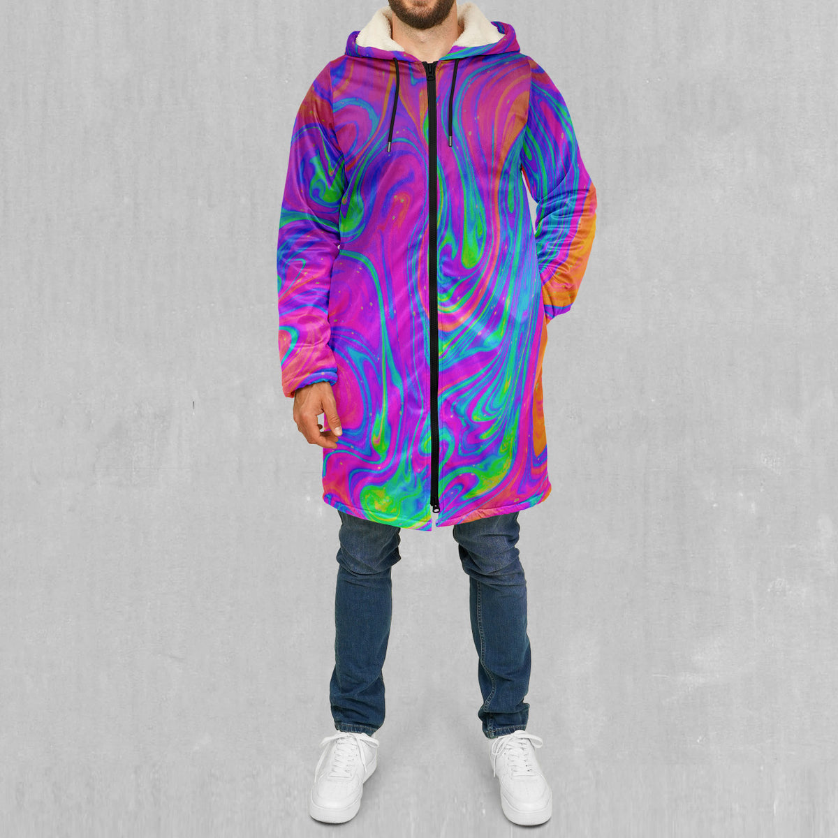 Acidic Drip Zip Up Cloak (White Fur)