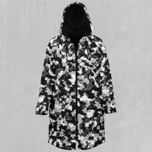 Arctic Camo Zip Up Cloak (Black Fur)