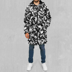 Arctic Camo Zip Up Cloak (Black Fur)