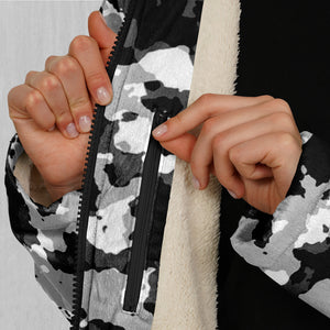 Arctic Camo Zip Up Cloak (White Fur)