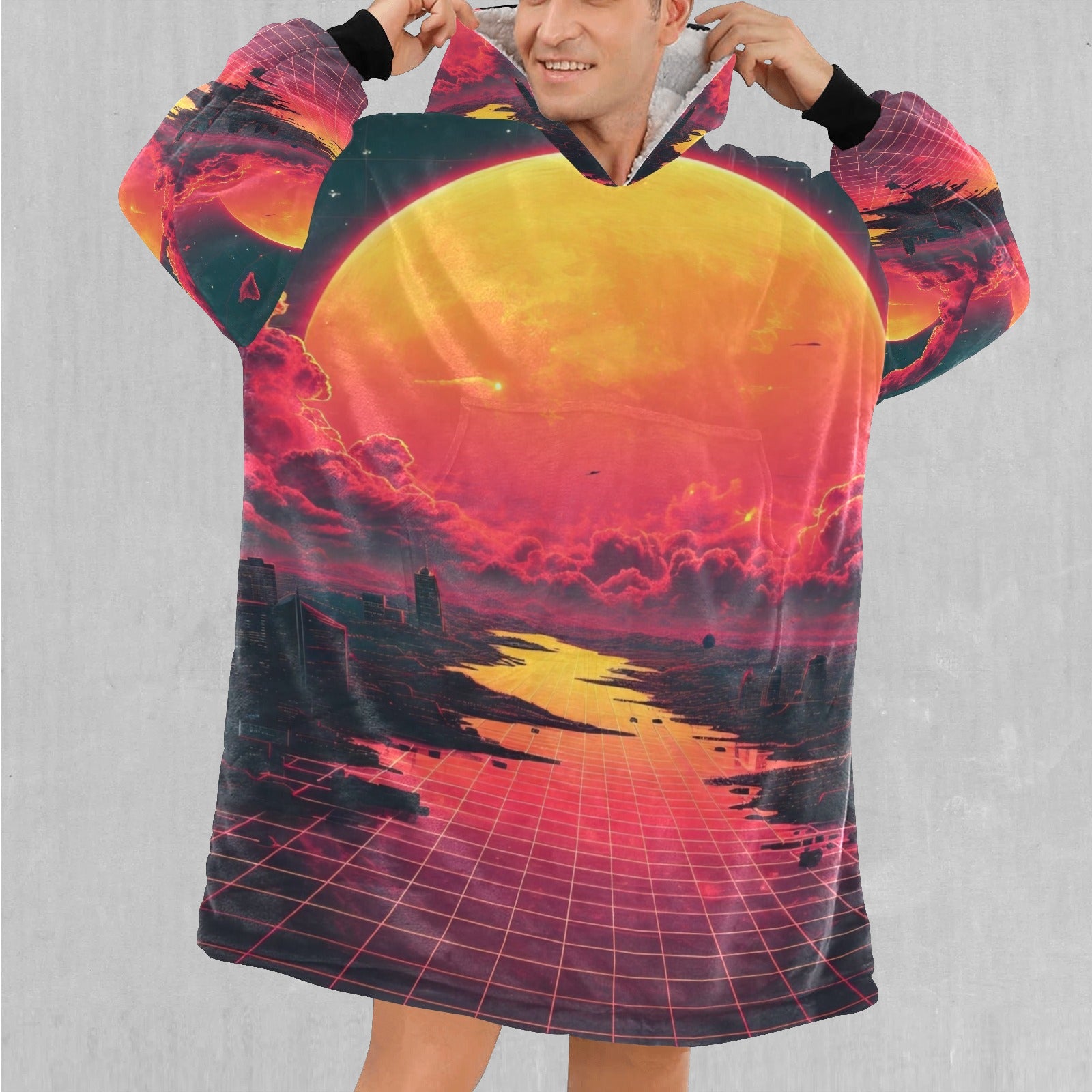 Cyber Skyline Blanket Hoodie