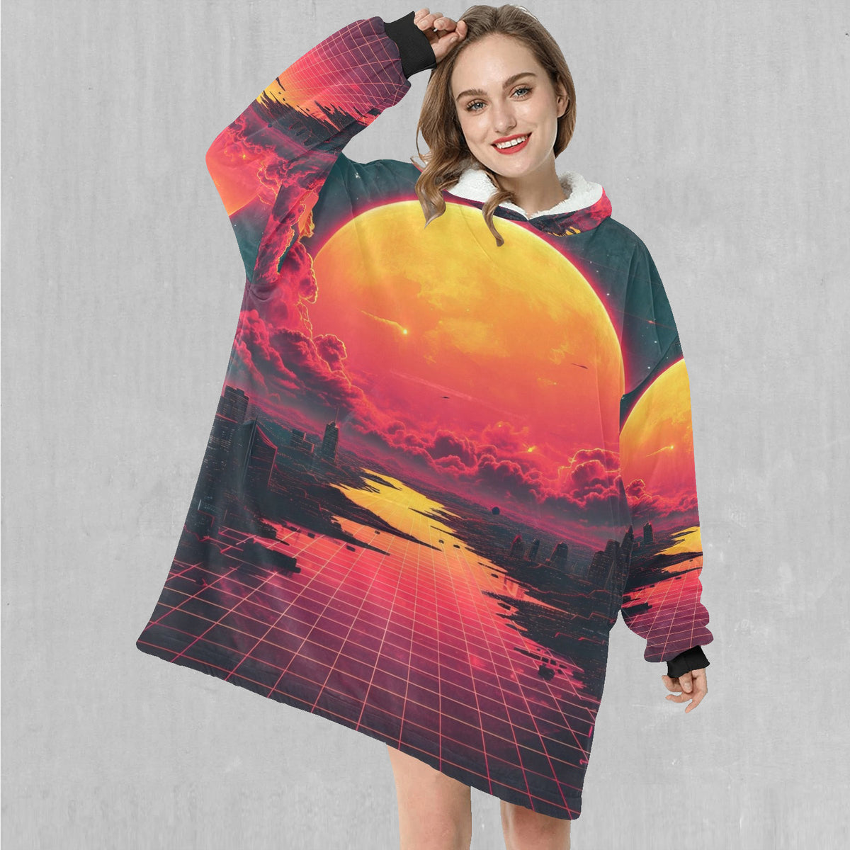 Cyber Skyline Blanket Hoodie