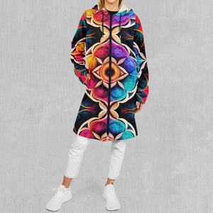 Blossoming Spectrum Zip Up Cloak (White Fur)