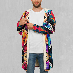 Blossoming Spectrum Zip Up Cloak (White Fur)