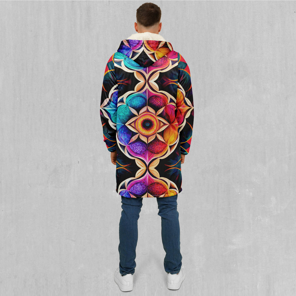 Blossoming Spectrum Zip Up Cloak (White Fur)