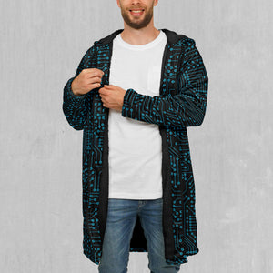 Blue Cybernetic Zip Up Cloak (Black Fur)