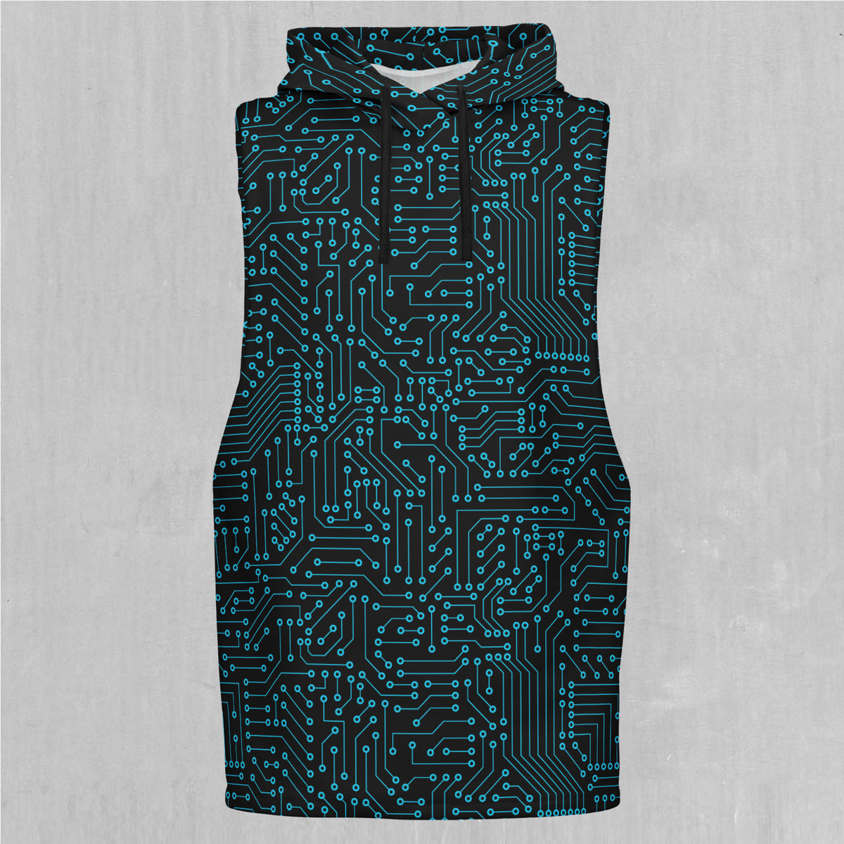 Blue Cybernetic Sleeveless Hoodie