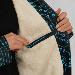 Blue Cybernetic Zip Up Cloak (White Fur)