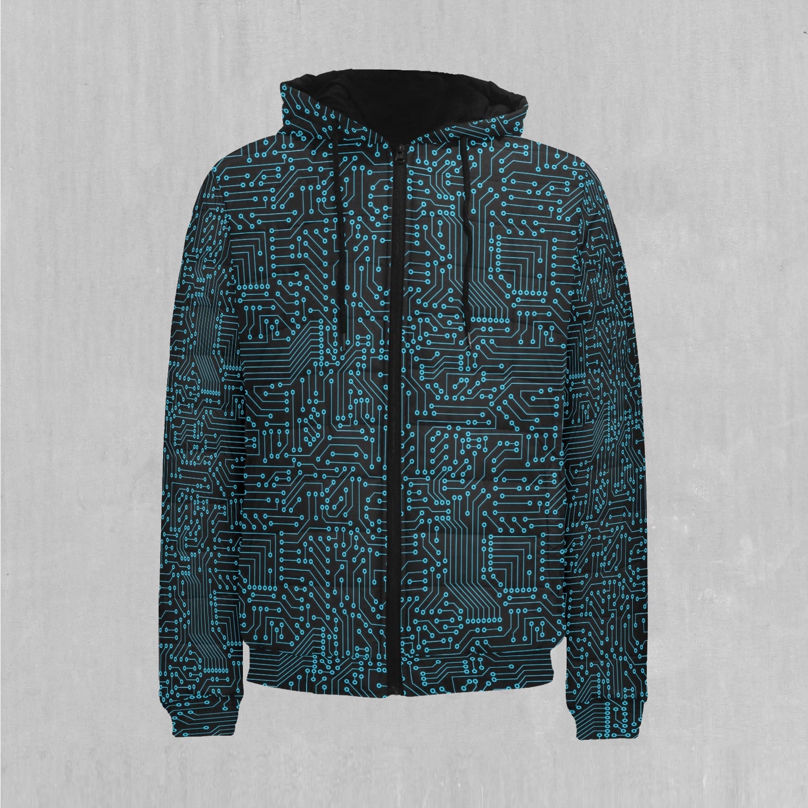 Blue Cybernetic Puffer Jacket