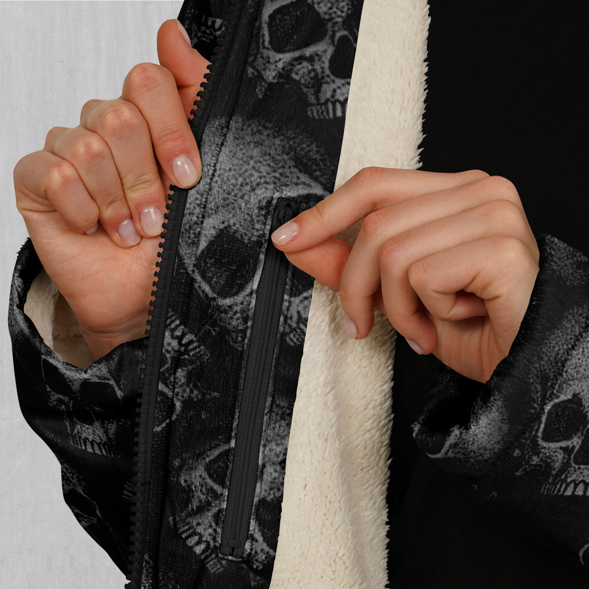 Boneyard Zip Up Cloak (White Fur)