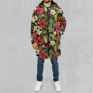 Botanical Zip Up Cloak (Black Fur)