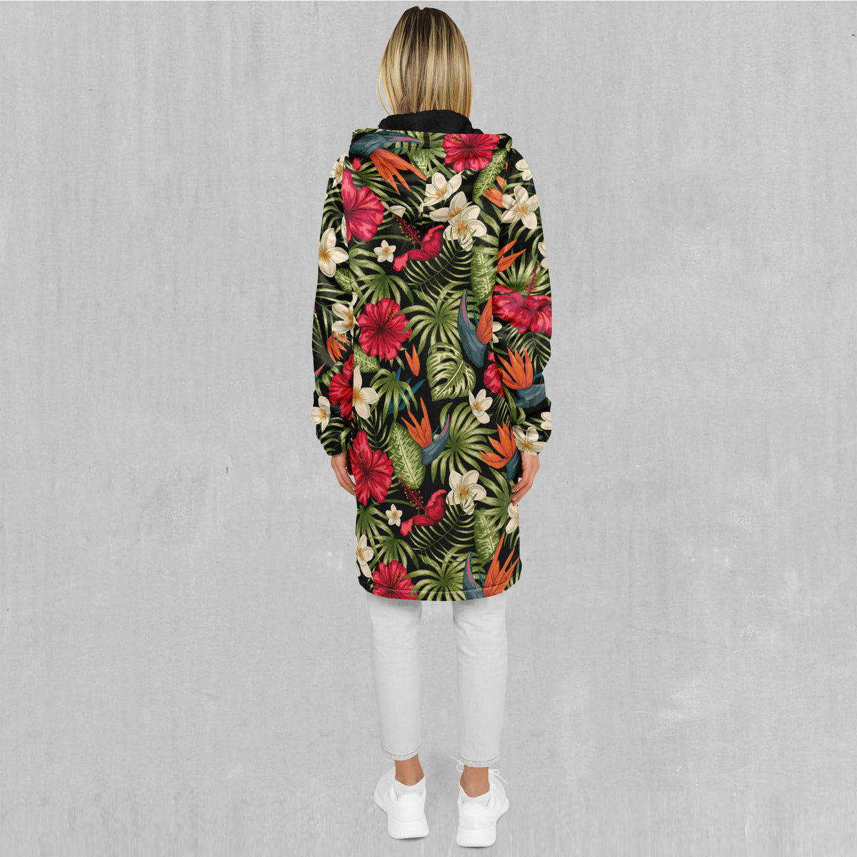 Botanical Zip Up Cloak (Black Fur)