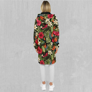 Botanical Zip Up Cloak (Black Fur)