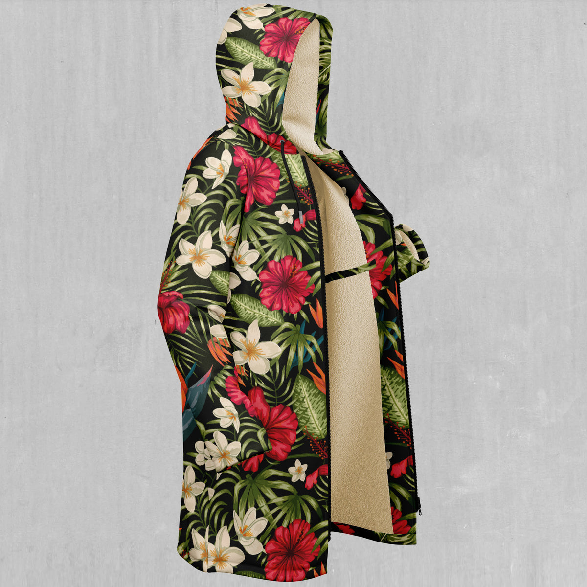 Botanical Zip Up Cloak (White Fur)