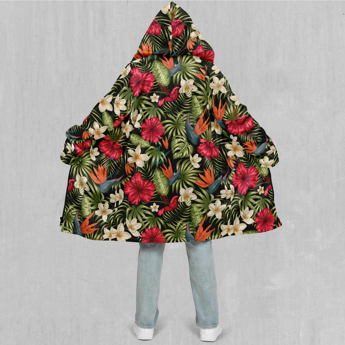 Botanical Zip Up Cloak (White Fur)