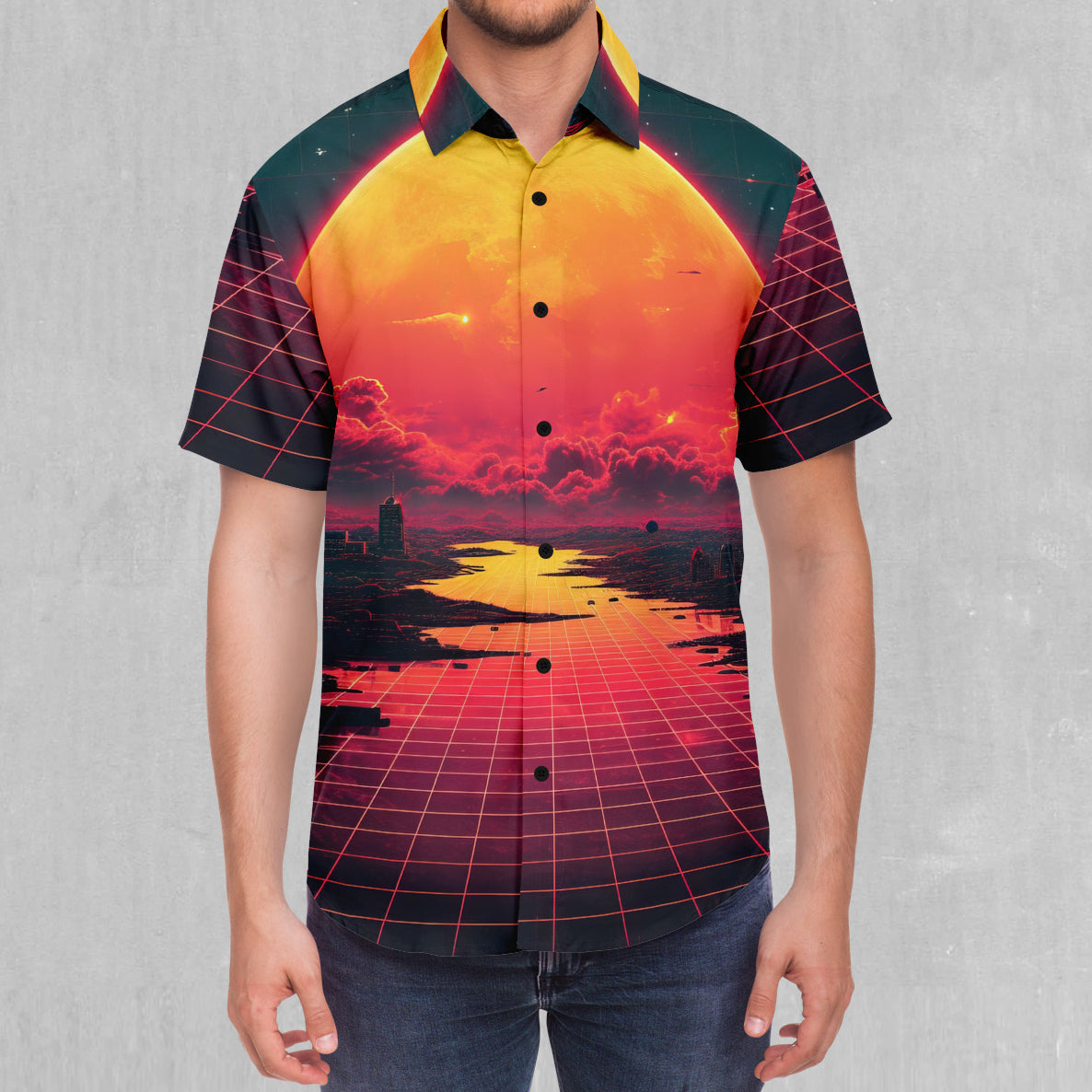 Cyber Skyline Button Down Shirt
