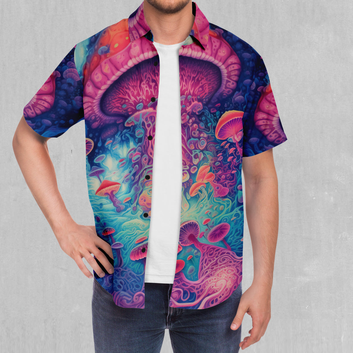 Mycological Mind Button Down Shirt | Festival Button Down Shirts ...