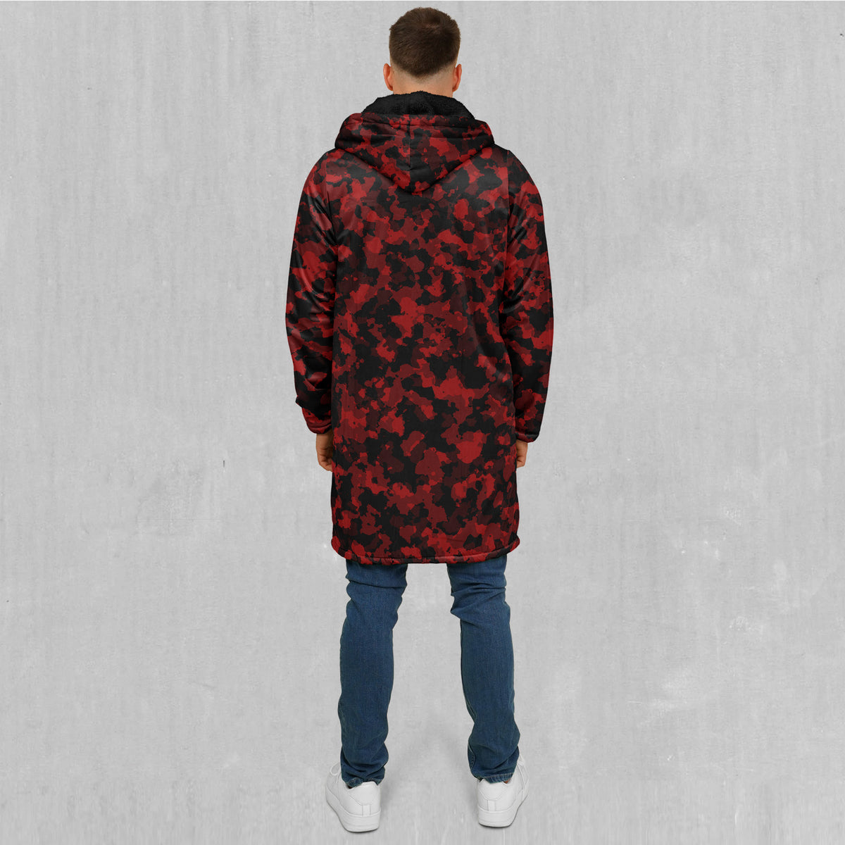 Cardinal Red Camo Zip Up Cloak (Black Fur)