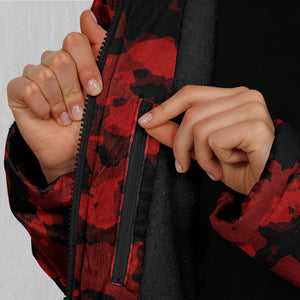 Cardinal Red Camo Zip Up Cloak (Black Fur)