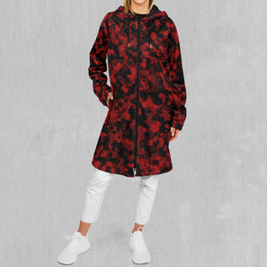 Cardinal Red Camo Zip Up Cloak (Black Fur)