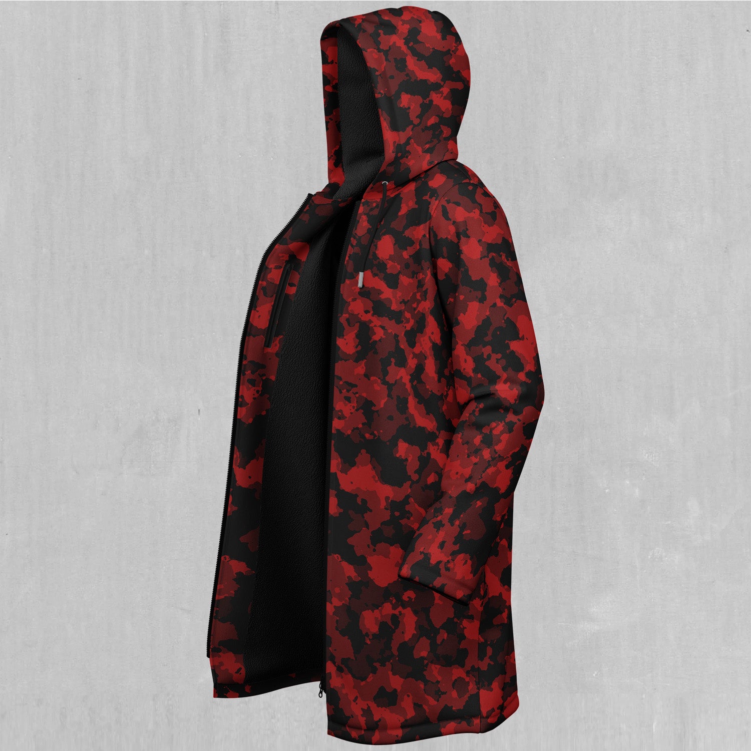 Cardinal Red Camo Zip Up Cloak (Black Fur)