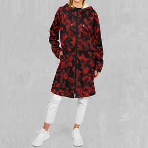 Cardinal Red Camo Zip Up Cloak (White Fur)