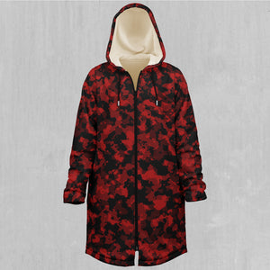 Cardinal Red Camo Zip Up Cloak (White Fur)