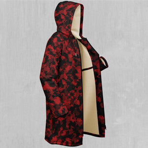 Cardinal Red Camo Zip Up Cloak (White Fur)