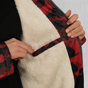 Cardinal Red Camo Zip Up Cloak (White Fur)