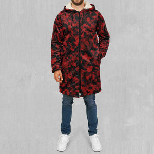 Cardinal Red Camo Zip Up Cloak (White Fur)