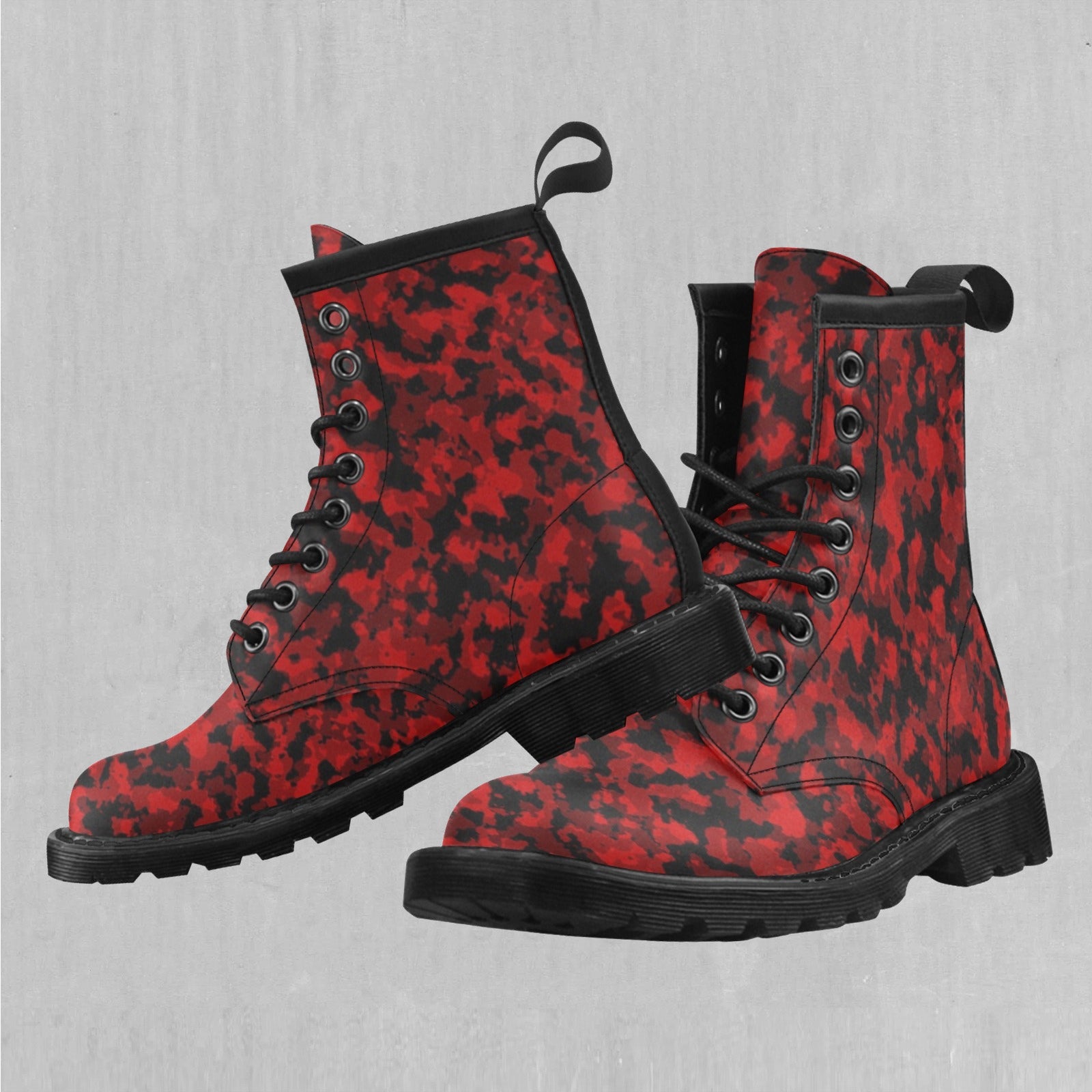 Cardinal Red Camo Women's Lace Up Boots