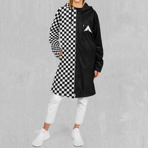 Checkerboard Zip Up Cloak (Black Fur)