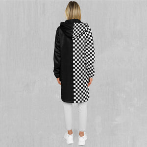 Checkerboard Zip Up Cloak (Black Fur)