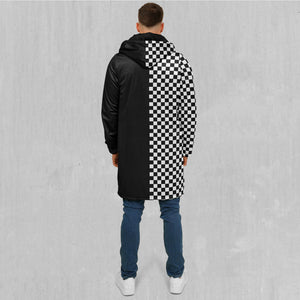 Checkerboard Zip Up Cloak (Black Fur)