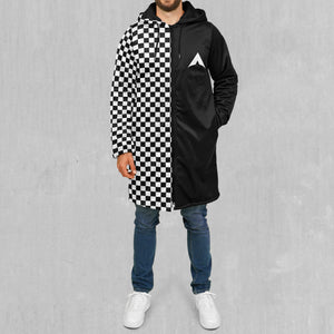 Checkerboard Zip Up Cloak (Black Fur)