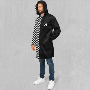 Checkerboard Zip Up Cloak (Black Fur)