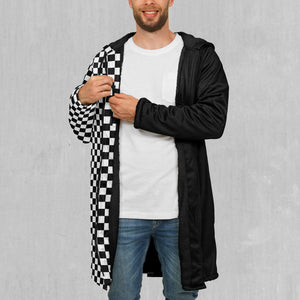 Checkerboard Zip Up Cloak (Black Fur)