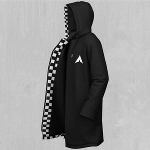 Checkerboard Zip Up Cloak (Black Fur)