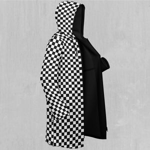 Checkerboard Zip Up Cloak (Black Fur)