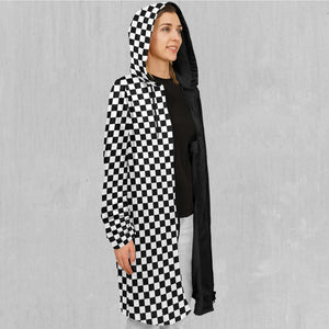 Checkerboard Zip Up Cloak (Black Fur)