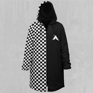 Checkerboard Zip Up Cloak (Black Fur)