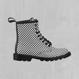 Checkerboard Women's Lace Up Boots